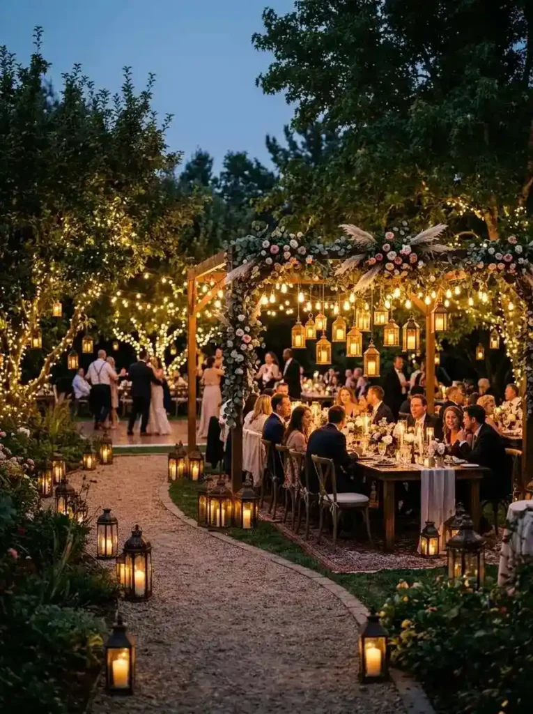 Cozy Fire Lantern Wedding Ambiance