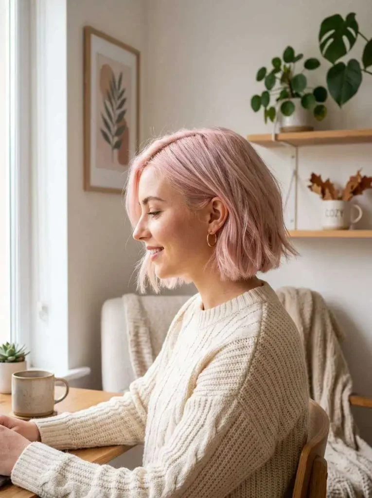 PastelPinkBobCut
