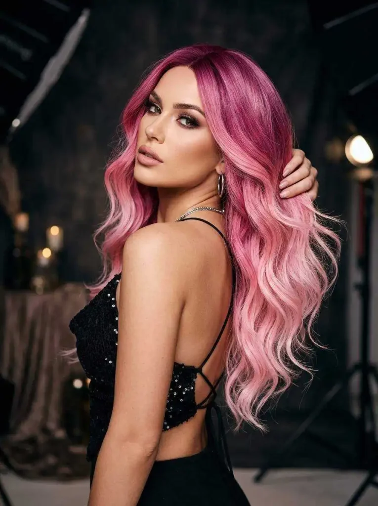 PinkOmbreGlamHair