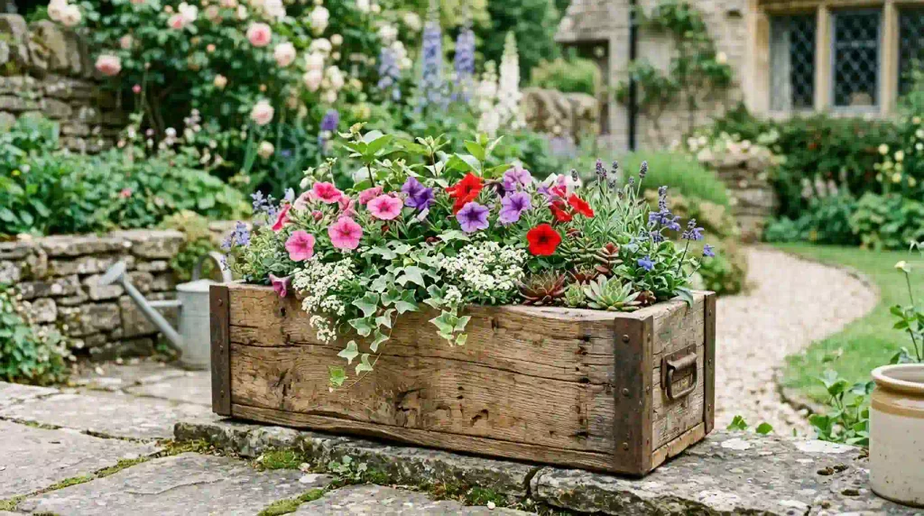Rustic Wooden Box Planter
