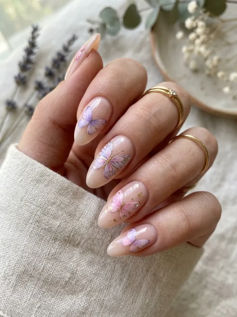 SoftPastelButterflyNails