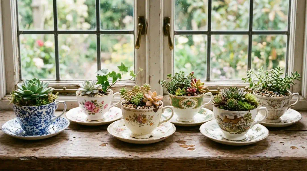 Vintage Teacup Planters