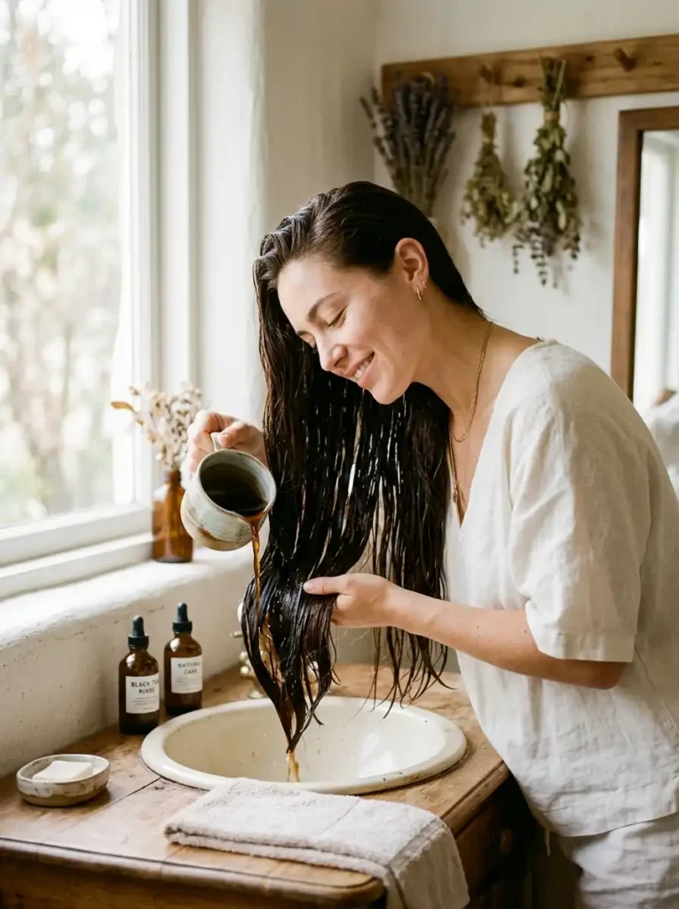 Black Tea Rinse for Natural Shine