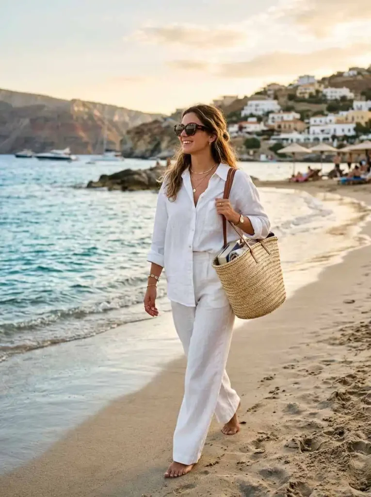 White Linen Set for Coastal Getaways