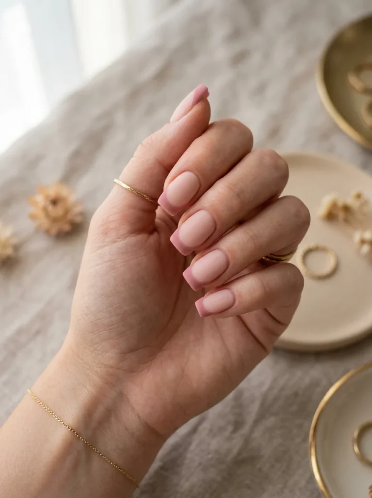 10.Matte Pink French Nails