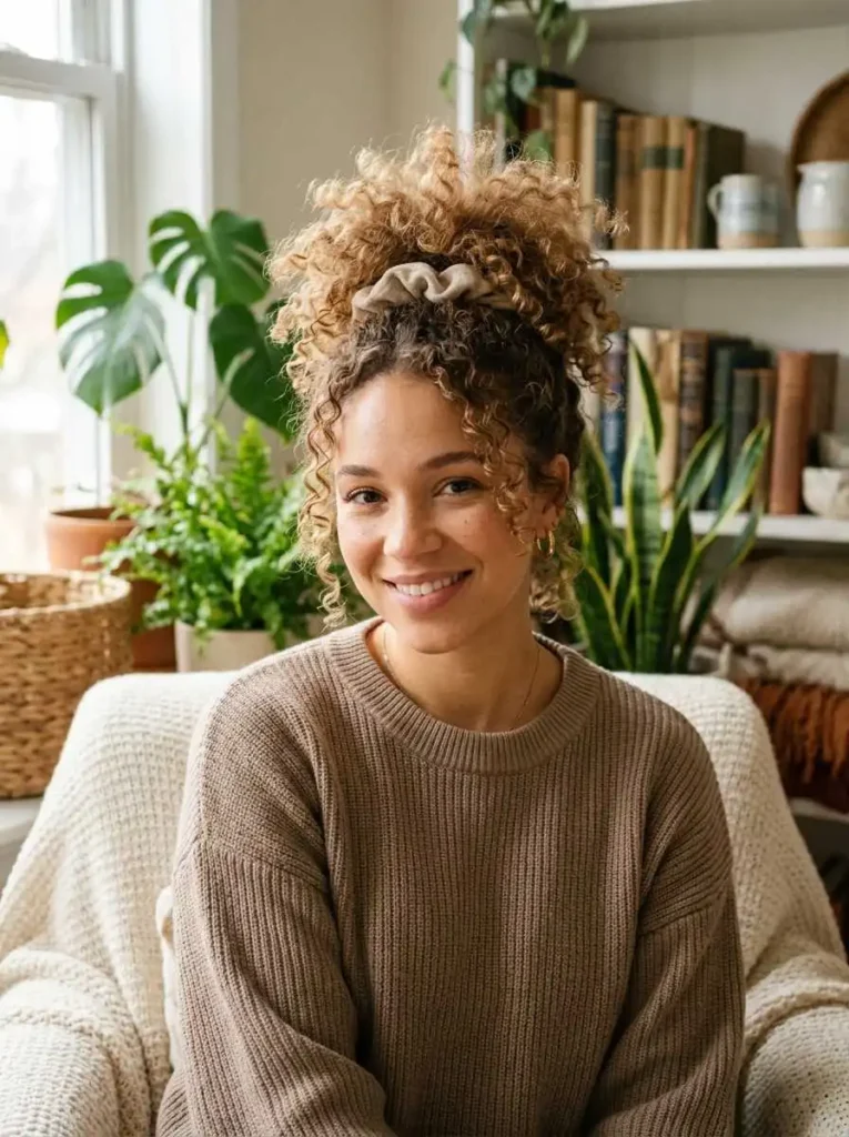 Pineapple Curly Hairstyle