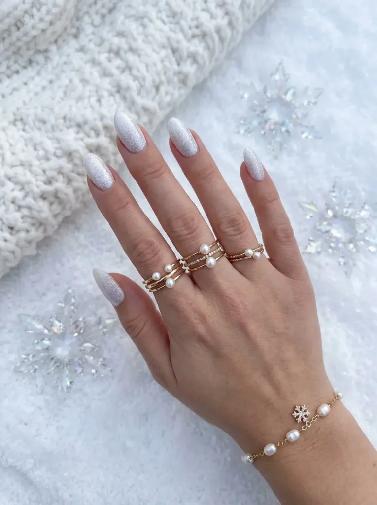 13. Frosted White Snowflake Elegance