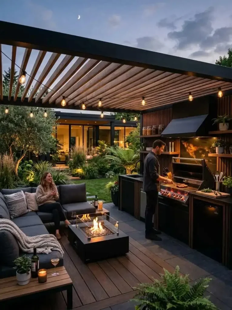 BlackandWoodModernBBQArea