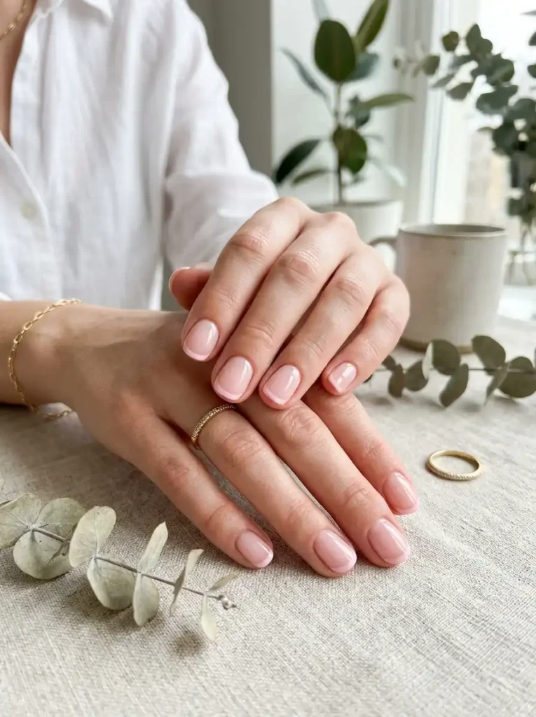 13.Short Pink French Tip Nail