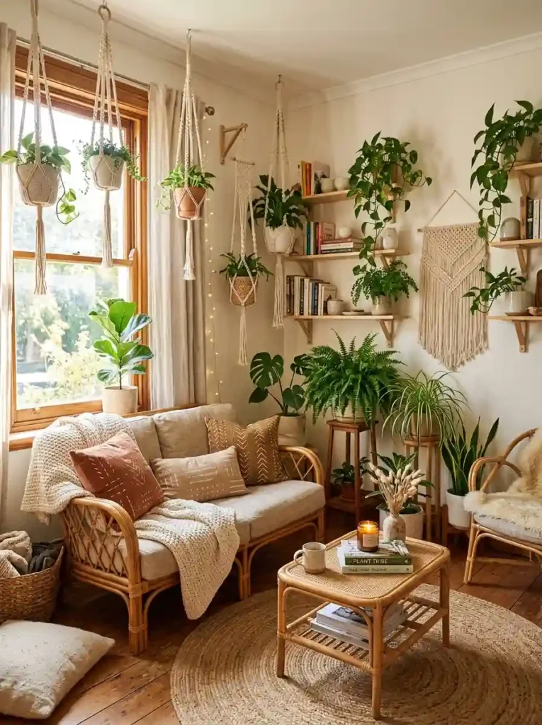 14.Colorful Boho Living Room Accents