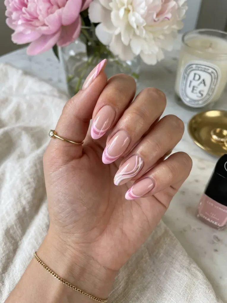 Double Pink French Tip Nail