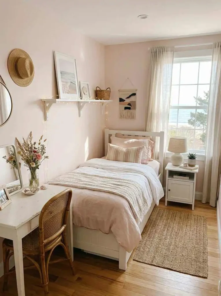 SmallPinkCoastalBedroomLayout