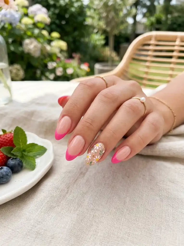 Pink French Tip Summer Nails