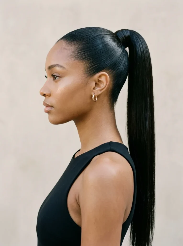 2.Sleek High Ponytail