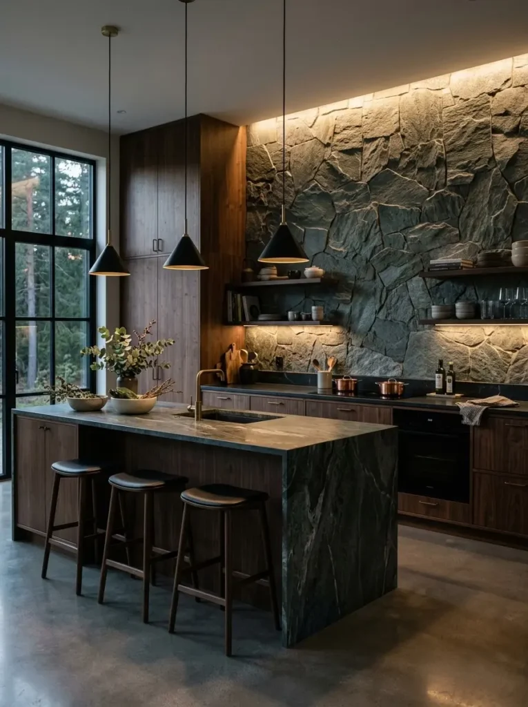 Natural Stone Backsplash Feature Wall