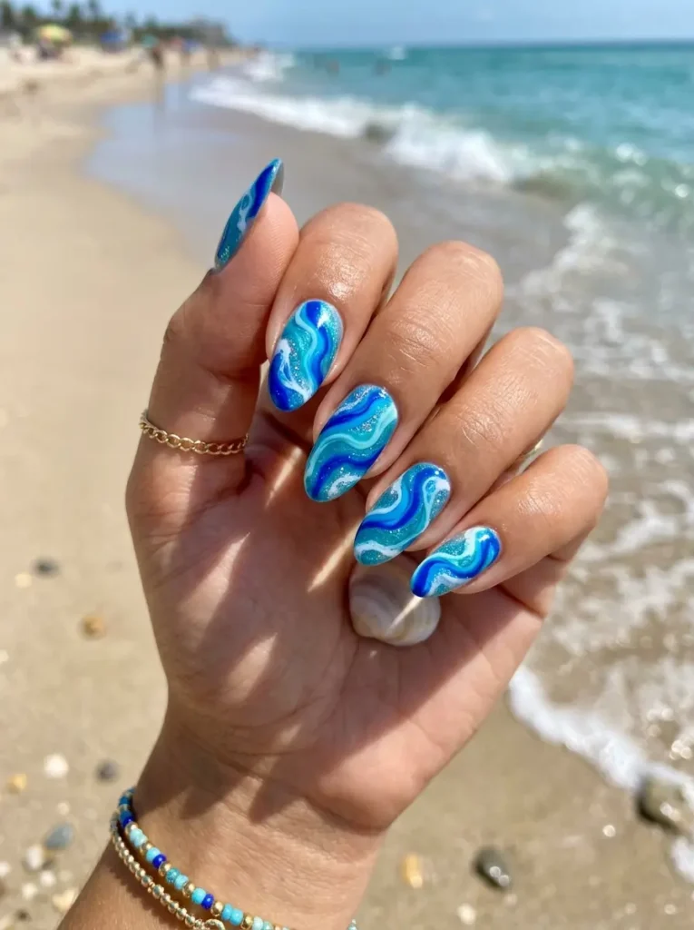 Ocean Wave Nail Art