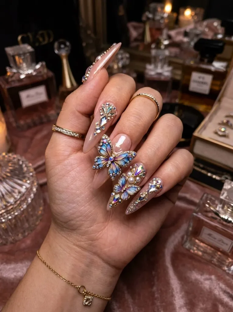 3DButterflyGlamNails