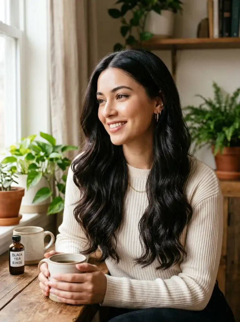 Black Tea for Dark Hair Enhancement