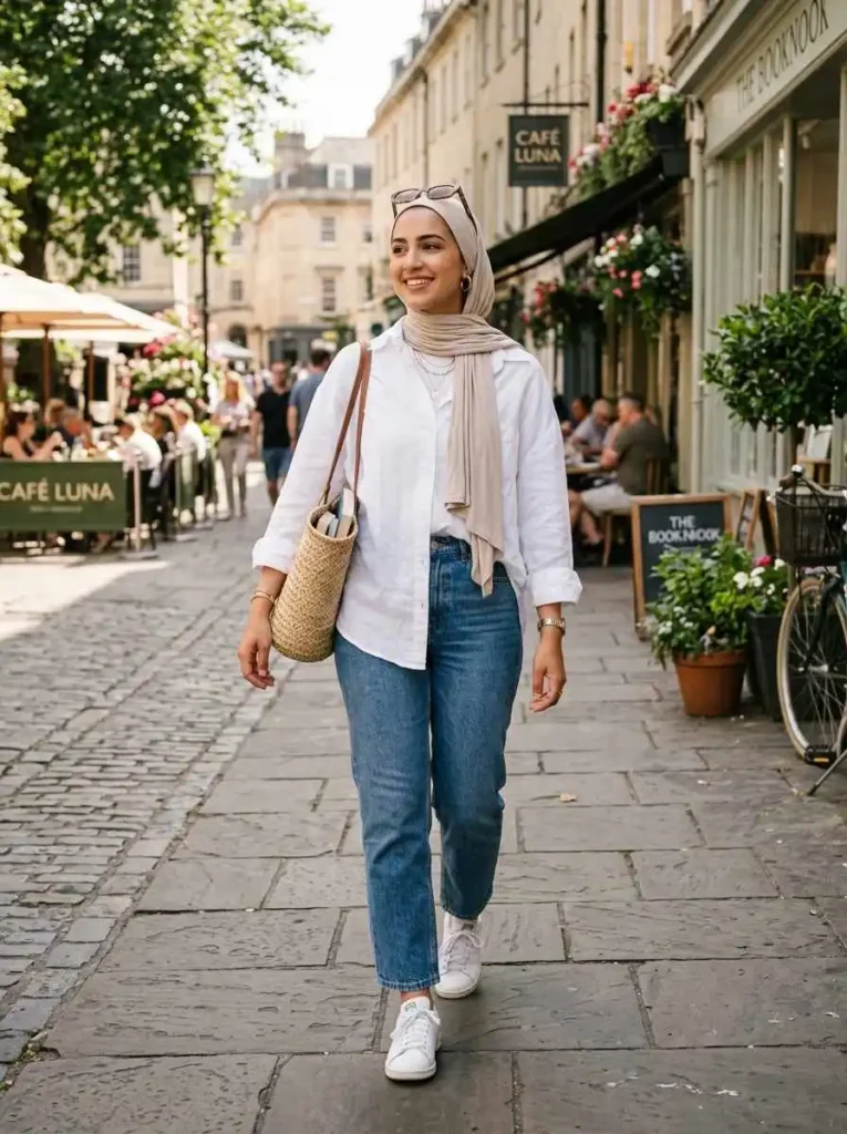 Oversized Shirt with Straight Jeans