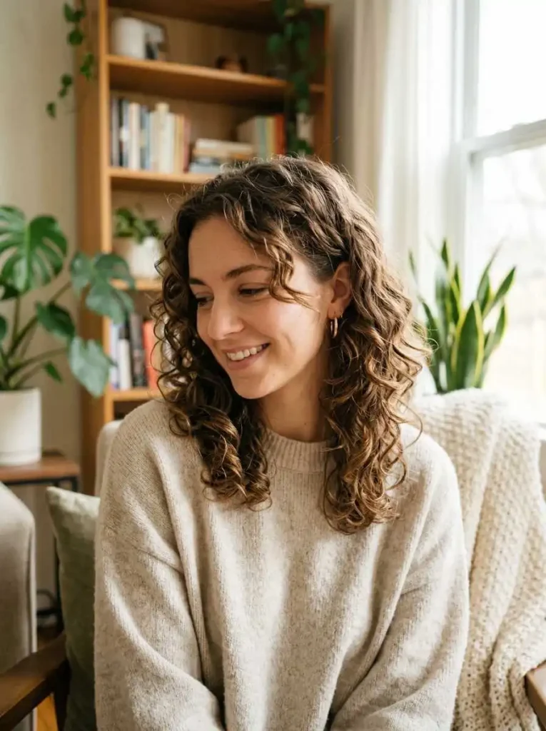 Shoulder-Length Curly Layers