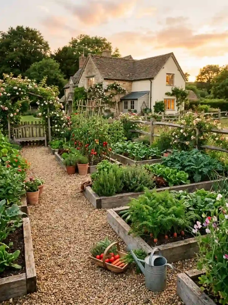 6.Vegetable Garden With Gravel Pathways
