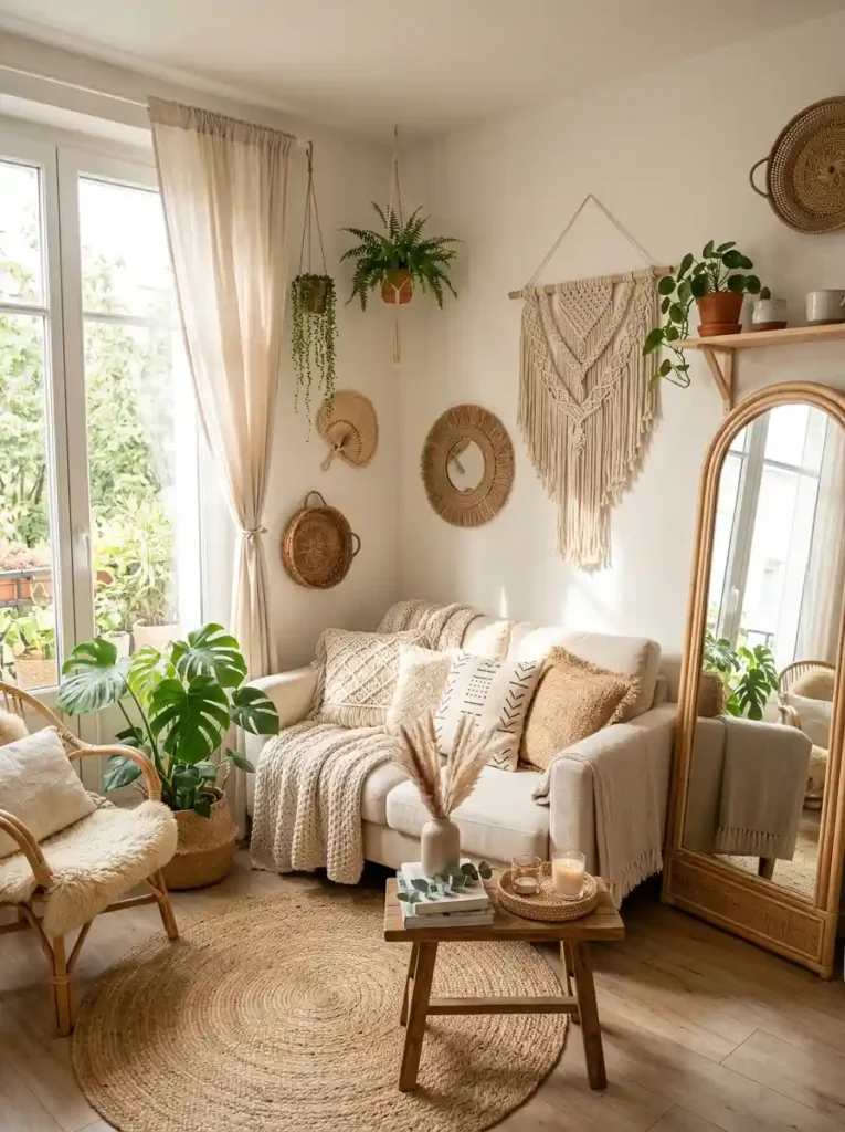 6.Vintage Boho Living Room Charm