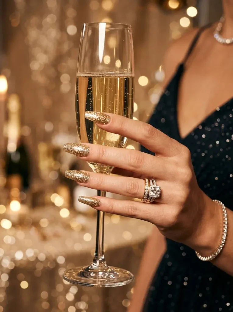 7. Golden Glitter Champagne Sparkle