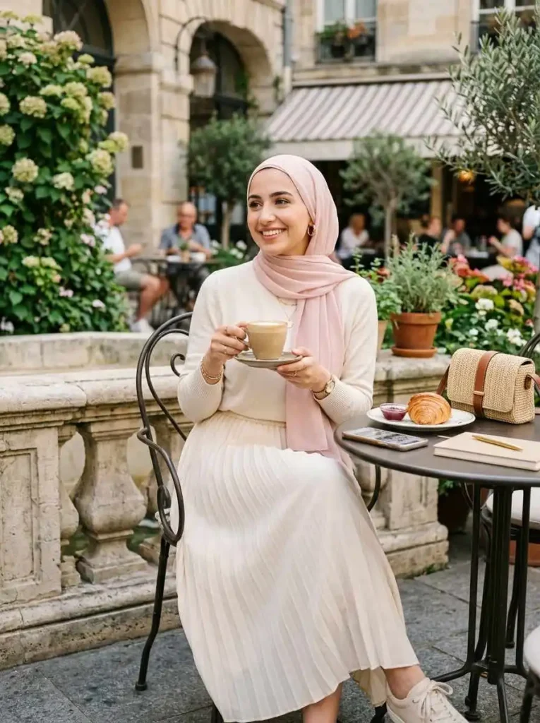 Pleated Skirt with Knit Top