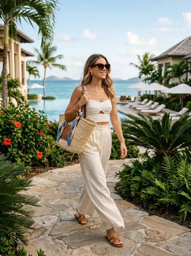 Resort Style Wide-Leg Pants Outfit