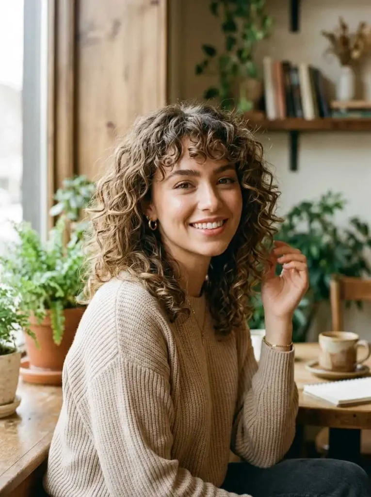 Curly Bangs with Layers