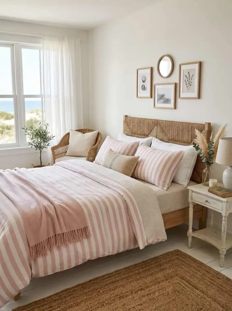 Pink Coastal Striped Bedding