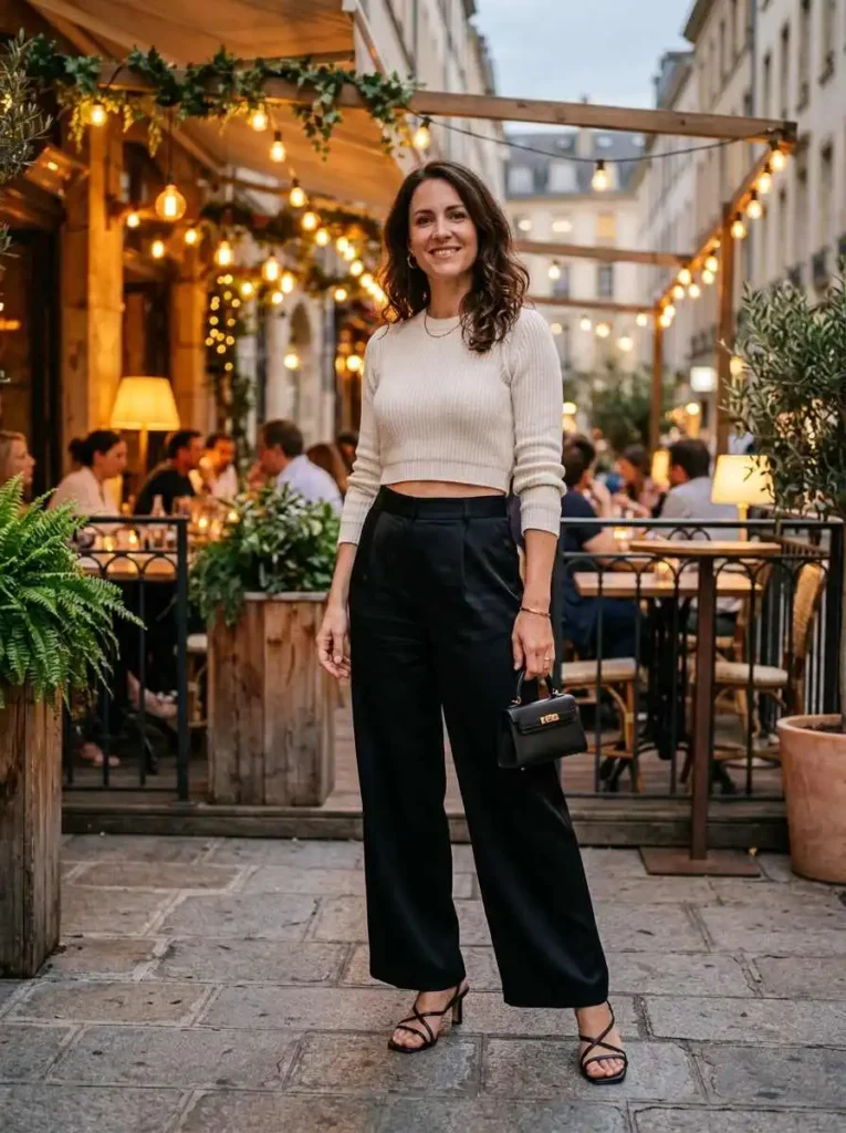 Cropped Knit + High-Waisted Trousers