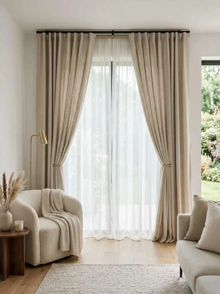 Double Layer Neutral Curtains