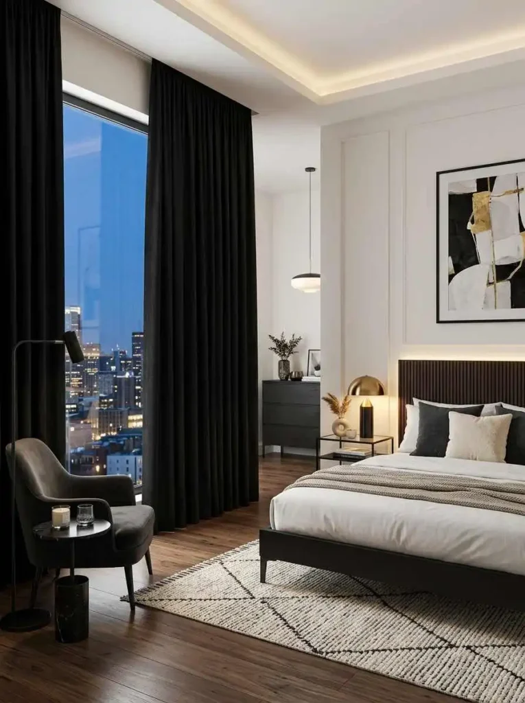 Floor-to-Ceiling Black Curtains