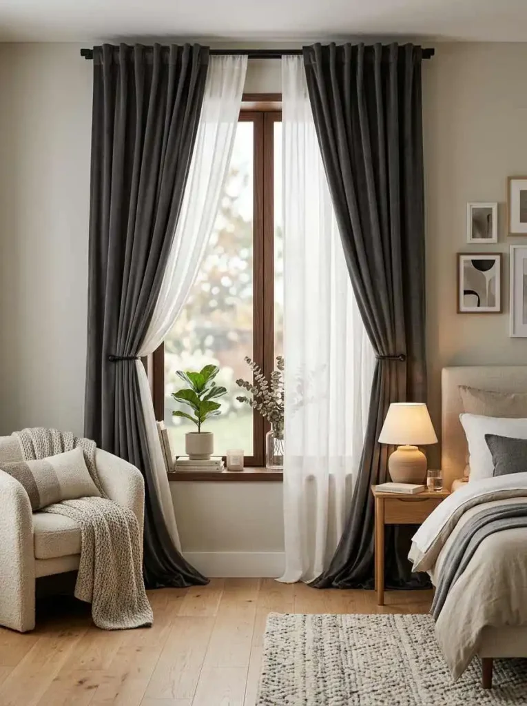 Layered Curtains with Sheer + Blackout