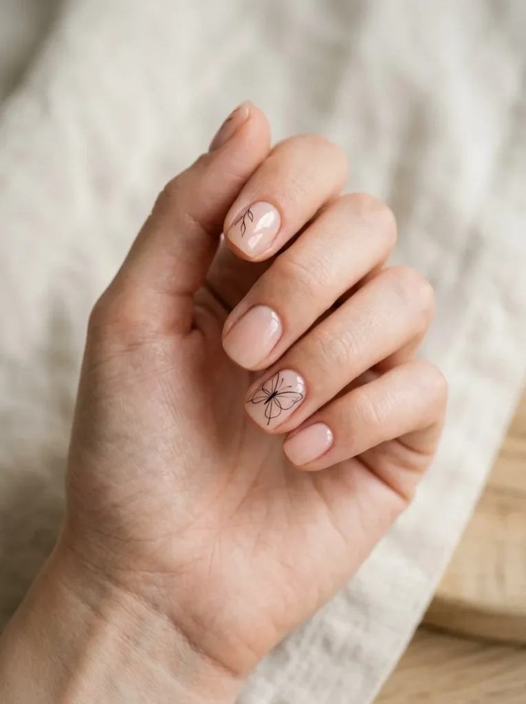 MinimalButterflyLineArtNails