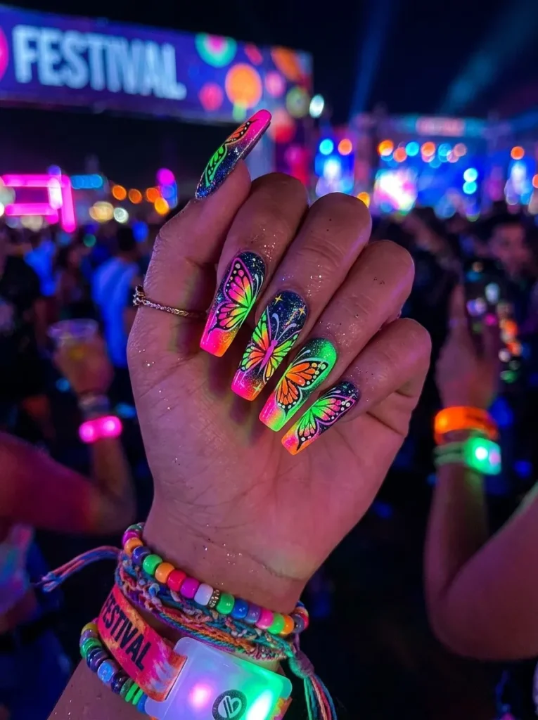 NeonButterflyStatementNails