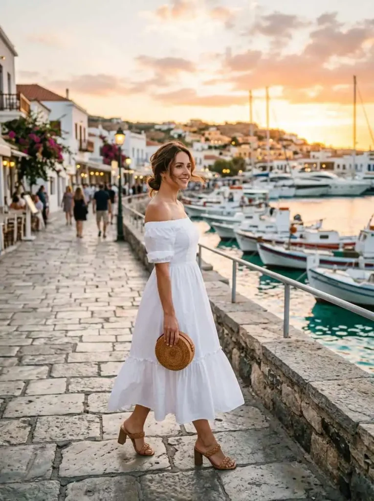 Off-Shoulder Dress in White