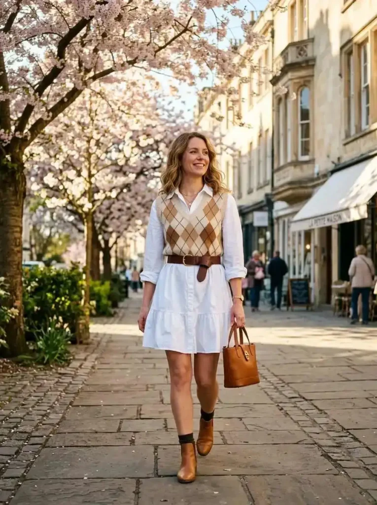 OversizedShirtDressFittedKnitVest