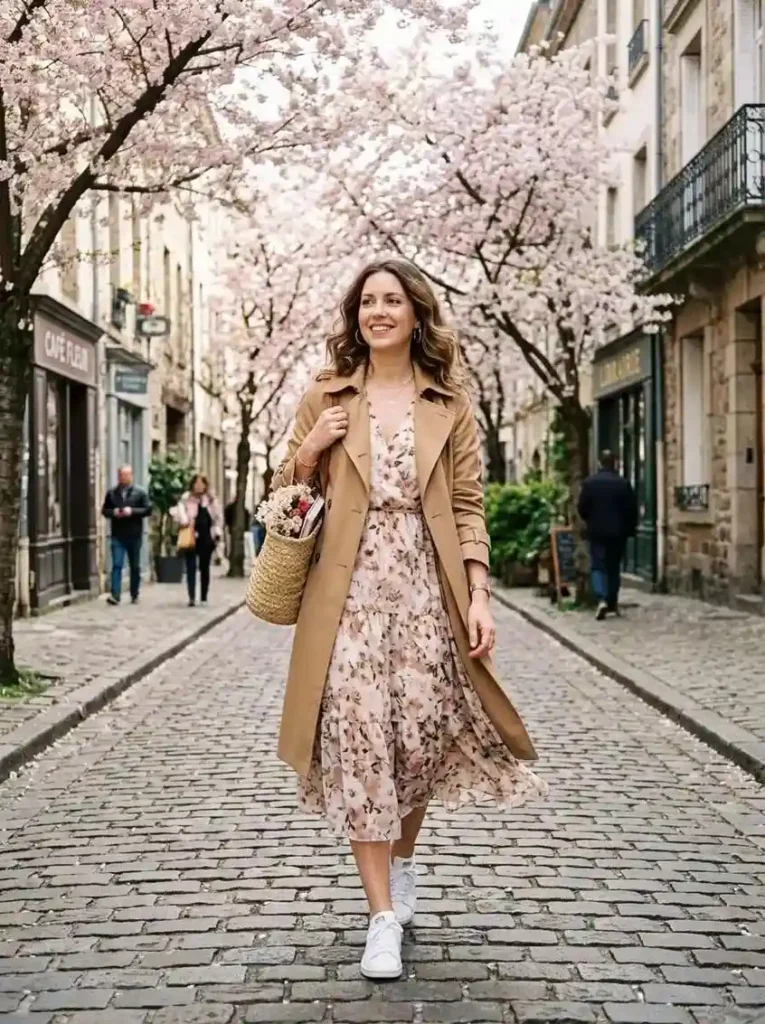 TheTrenchCoatFloralMidiDressDuo