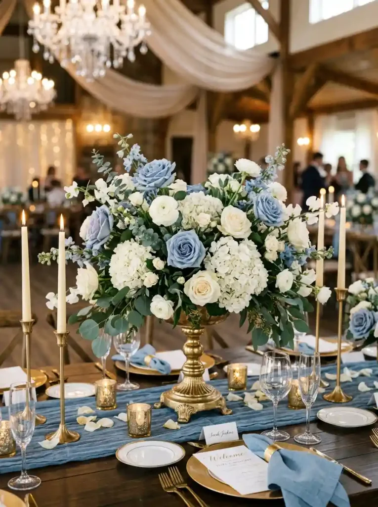 Dusty Blue Floral Centerpieces