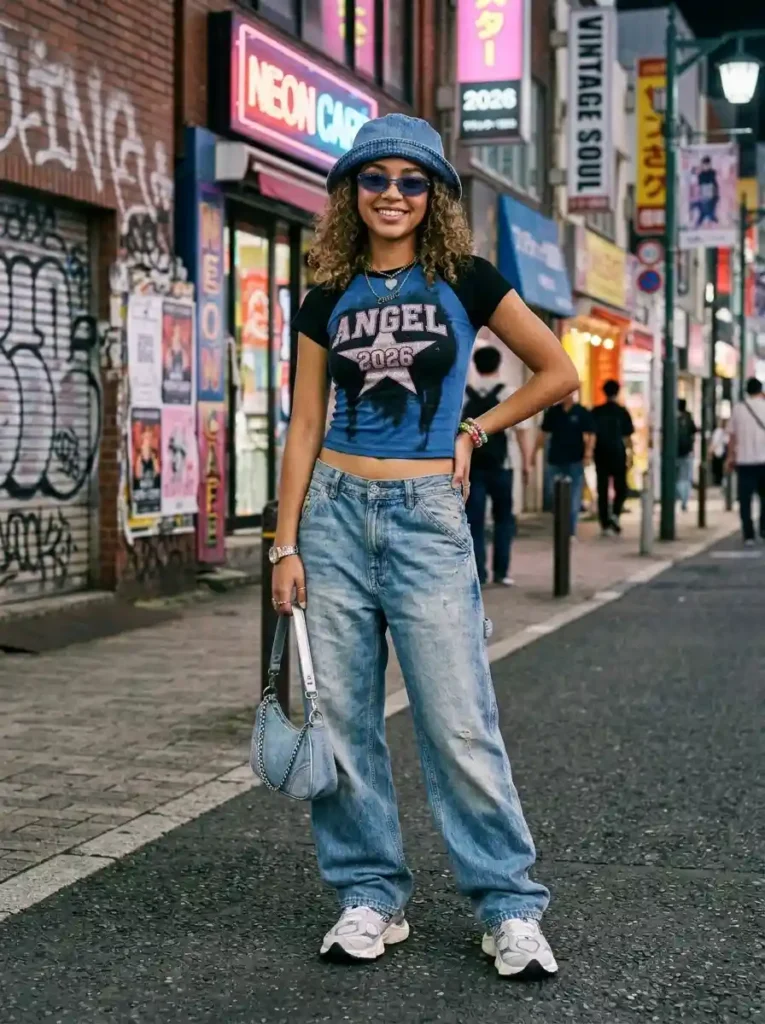 Baby Tee and Baggy Jeans