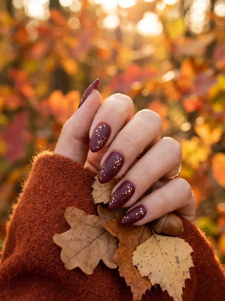 Burgundy Velvet Nails