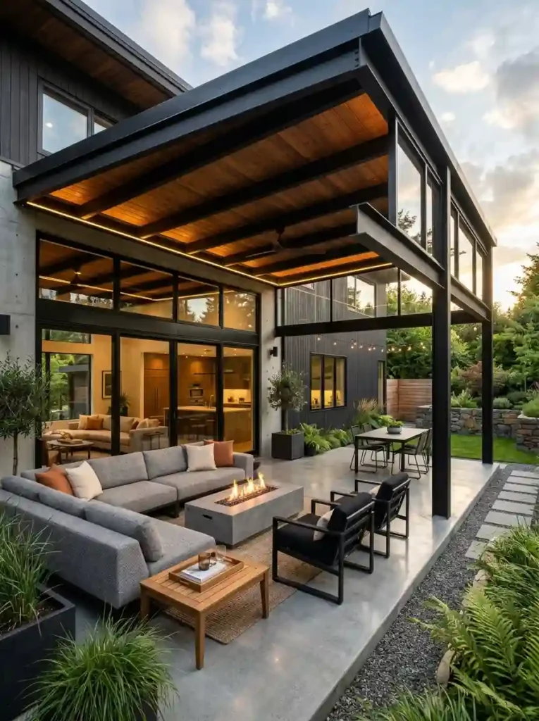 Black Steel Frame Patio Roof