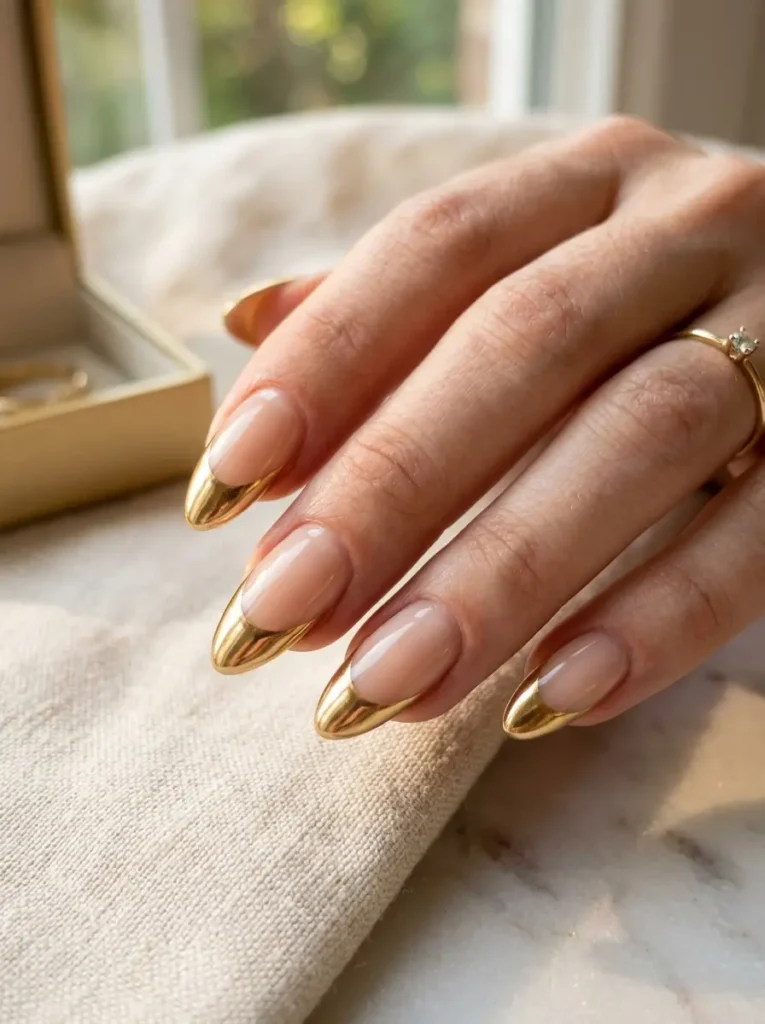 Chrome French Tips in Gold