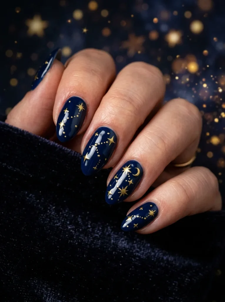 Deep Navy with Gold Stars