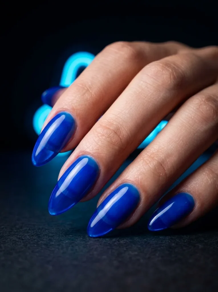 Electric Blue Jelly Nails