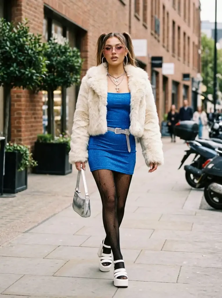 Faux Fur Jacket and Mini Dress