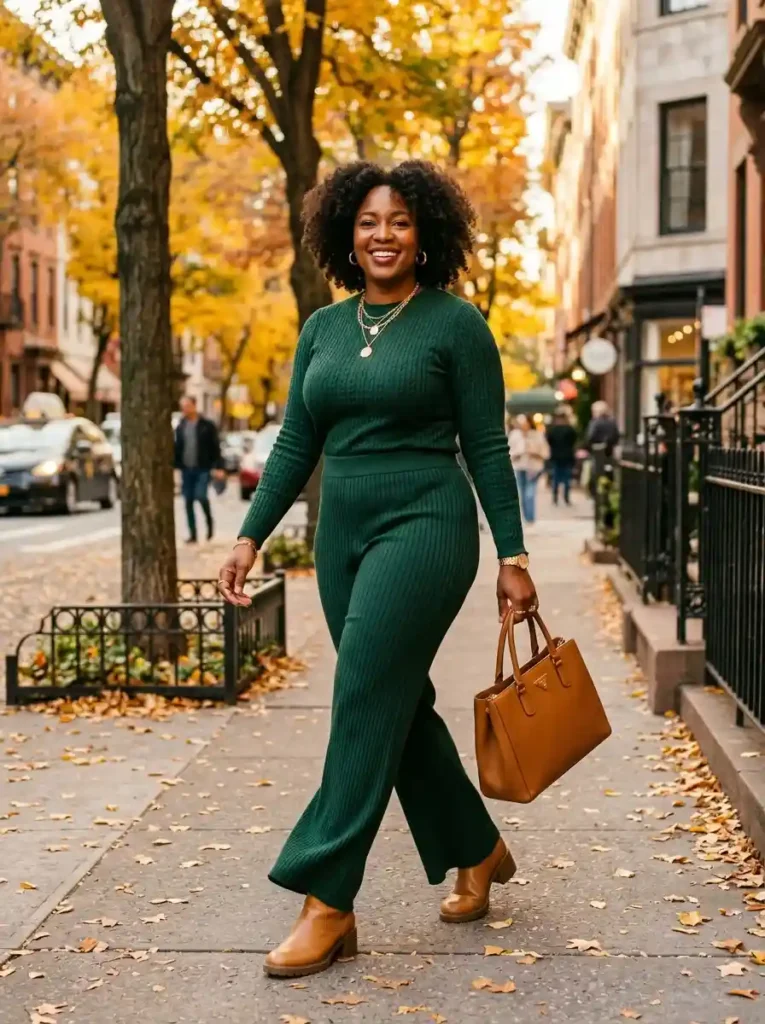 Forest Green Ribbed Co-ord Set