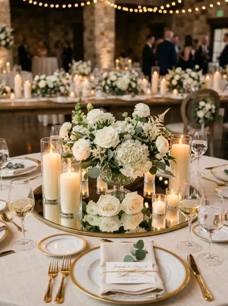Mirror Tray with Candles and Florals